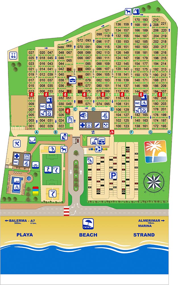 Plattegrond van de camping.